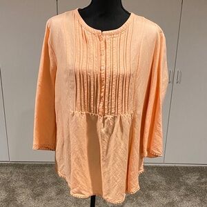 Context Peach Pleated Women's Blouse